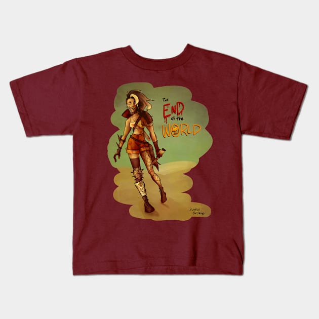 Post Apocalyptic Lady Kids T-Shirt by Viv_Does_Art_